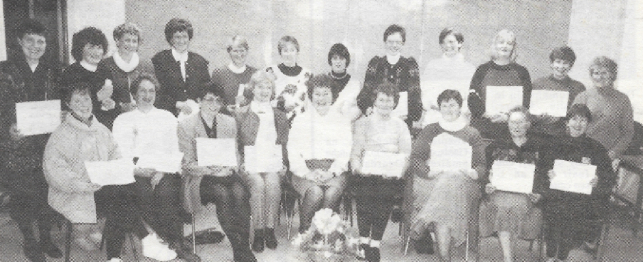 0135 : Some ladies who were presented with UCC Certificates at the Vocational School, Newcastle West, on the completion of their 'Women in Society' Course with Pamela Kelleher M.A. who conducted the course.