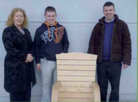 0232 : James Keenan receiving 2nd in All Ireland for his Construction Studies Project. Pictured with his teacher Mr. Lowe and principal Ms. Vourneen Barry 