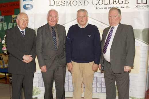 0321 : Mr. Seán Burke C.E.O. Co. Limerick VEC, Mr. Jerry Bennis Servicing Officer of Co. Limerick Post Primary GAA, Mr. Richard Barry retired Principal Vocational School and Desmond College & Mr. Jerome Conway Chairman of the All-Ireland Post Primary Body at a reunion in Desmond College of the U16 All Ireland Football Finalists 1978.